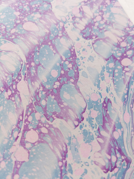 Hand Marbled blank greetings card