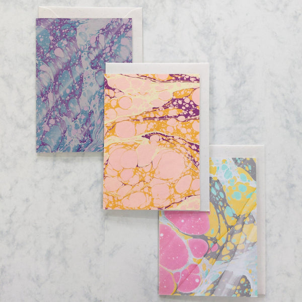 Hand Marbled blank greetings card